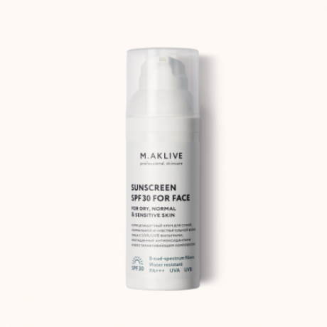 M.AKLIVE Sunscreens spf30 Солнцезащитный крем SPF30 для сухой, нормальной и чувствительной кожи лица