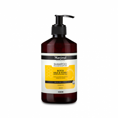 Marjinal Шампунь увлажняющий для сухих и пористых волос SHAMPOO COLORED & DRY HAIR BO-TOX MILK & HONEY